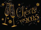 cheers to 2025 gouden proost met champagne en confetti